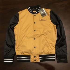 Hollister California Varsity Bomber Jacket Adult Size XS Black Lined Y2K NWT